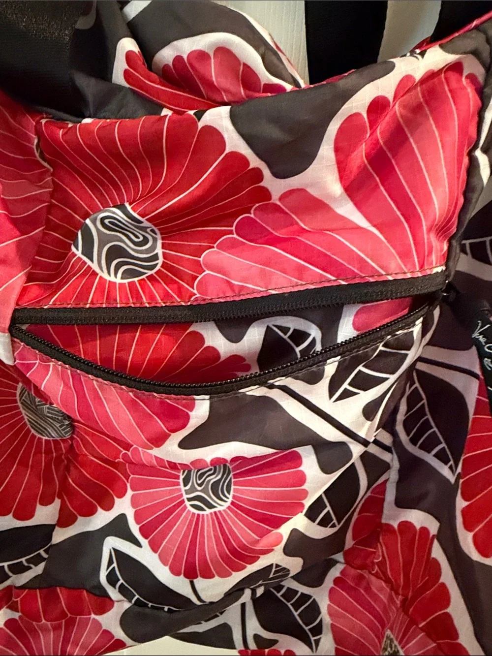 Vera Bradley Red Floral Nylon Tote with Black Handles
